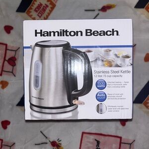 Hamilton Beach Silver and Black Stainless Steel Kettle